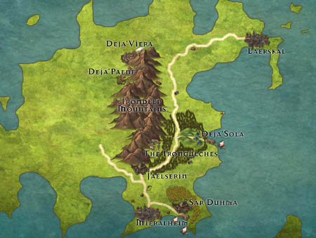 Map of the continent of Khalinaam in the world of Orin's Gate